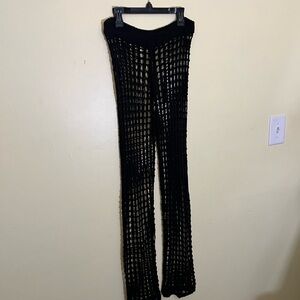 Black Crochet Mesh Pants